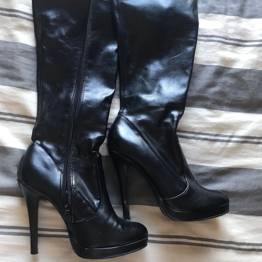 Black pleather boots